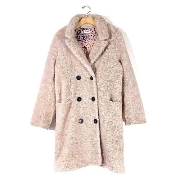 ZADIG and VOLTAIRE Mint Teddy Coat Judo Faux Sherpa Tan Brown 90s Minimal Small - Picture 9 of 11